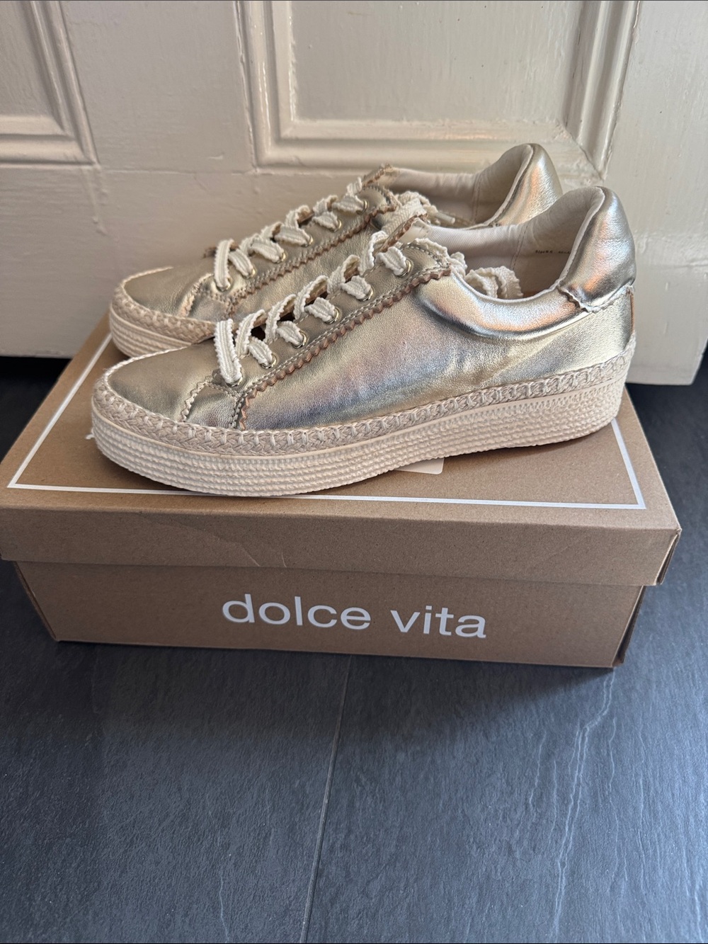 Dolce Vita Women's Iridescent Metallic Gold Platform Sneakers